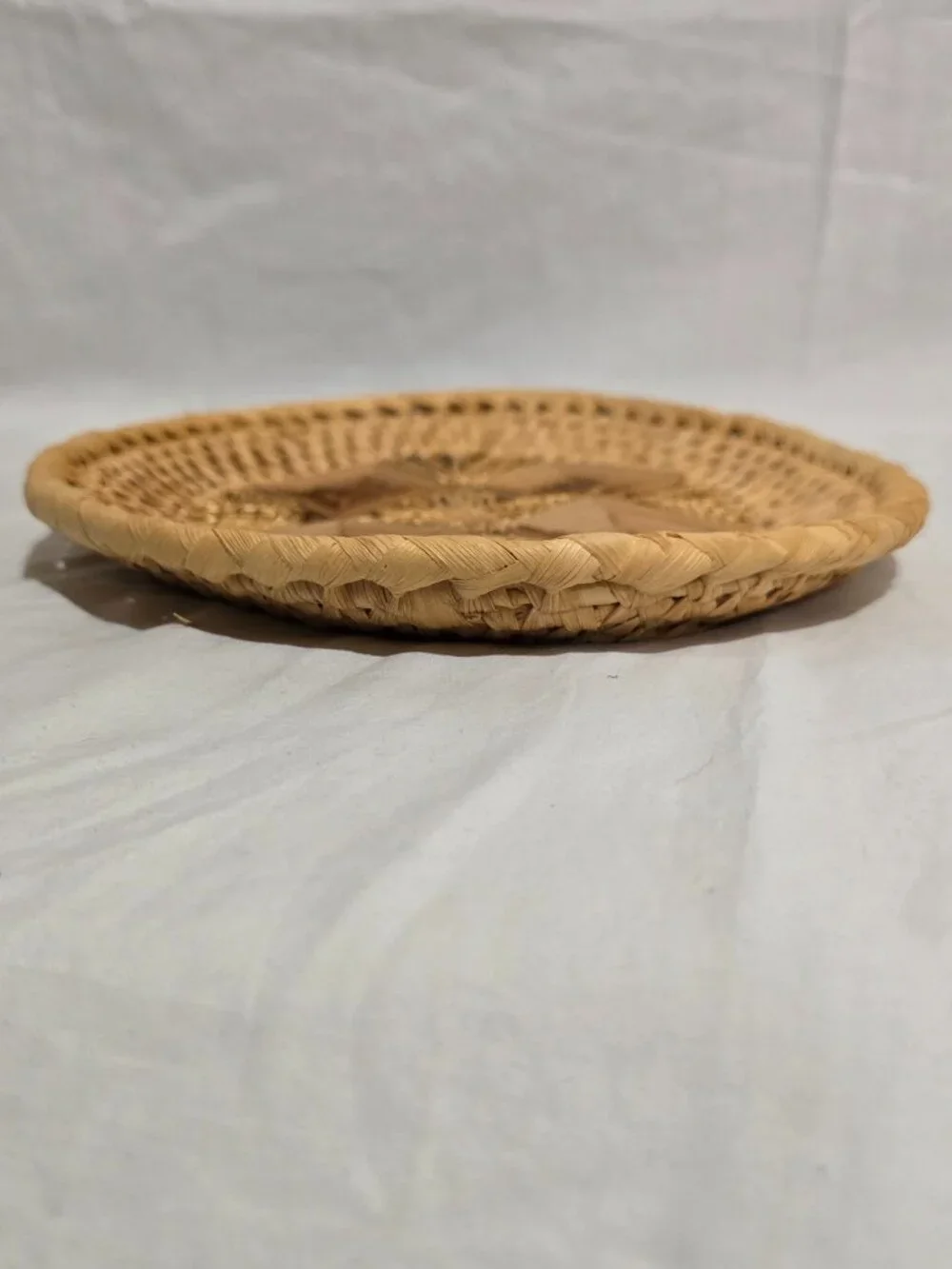 Vtg Oval Handmade Wicker Woven Tray / Plate